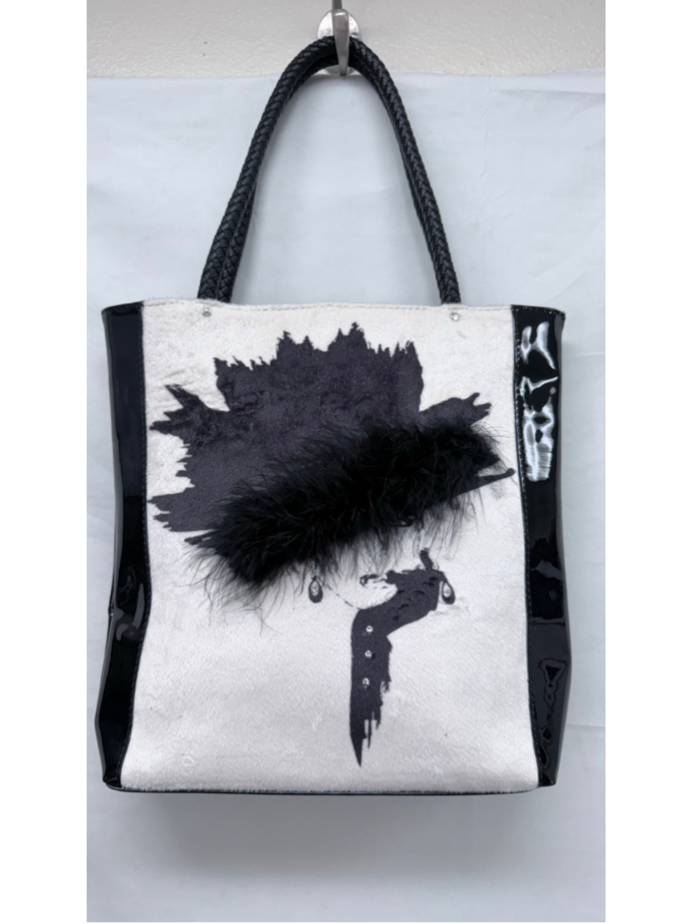 Women's Vintage Tate Tote Bag One Size Black and White